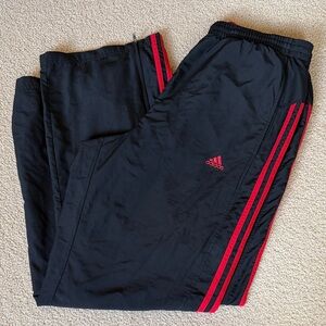adidas Black Track Pants with Red Three-Stripes